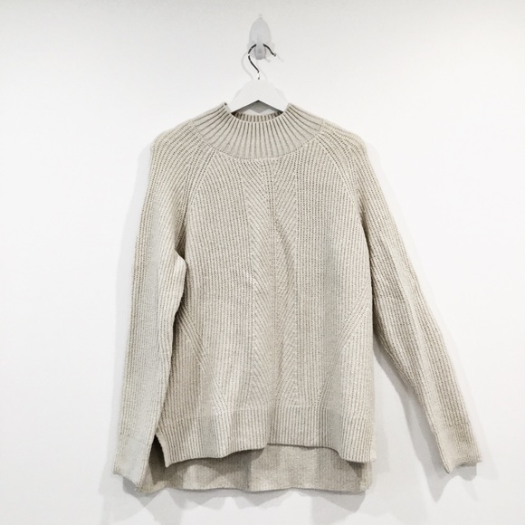 Denver Hayes Sweaters - Denver Hayes Women's Neutral Beige Knit Casual Mockneck Sweater Sz L